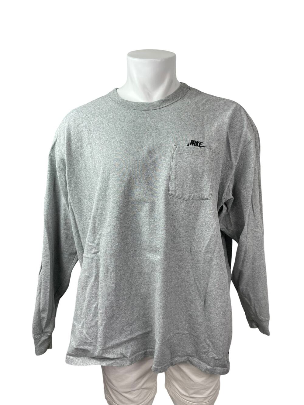 Nike Men's Gray Logo Embroidered Long Sleeve Pocket T Shirt Tee Top Size XXL